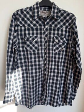 WRANGLER WRANCHER MENS PLAID PEARL SNAP SHIRT SIZE XLT
